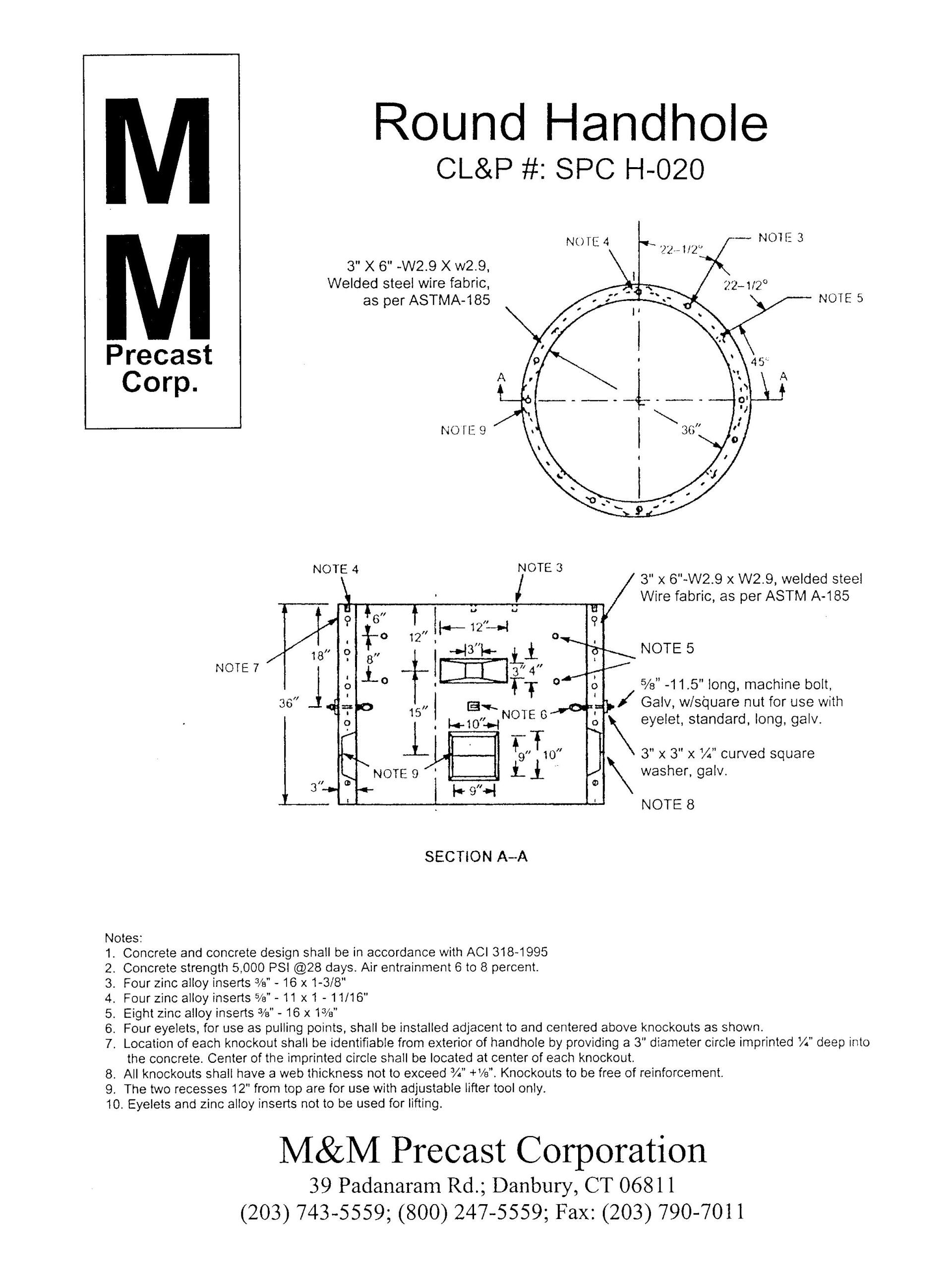 Round Hand Hole — Danbury, CT — M & M Precast Corp.
