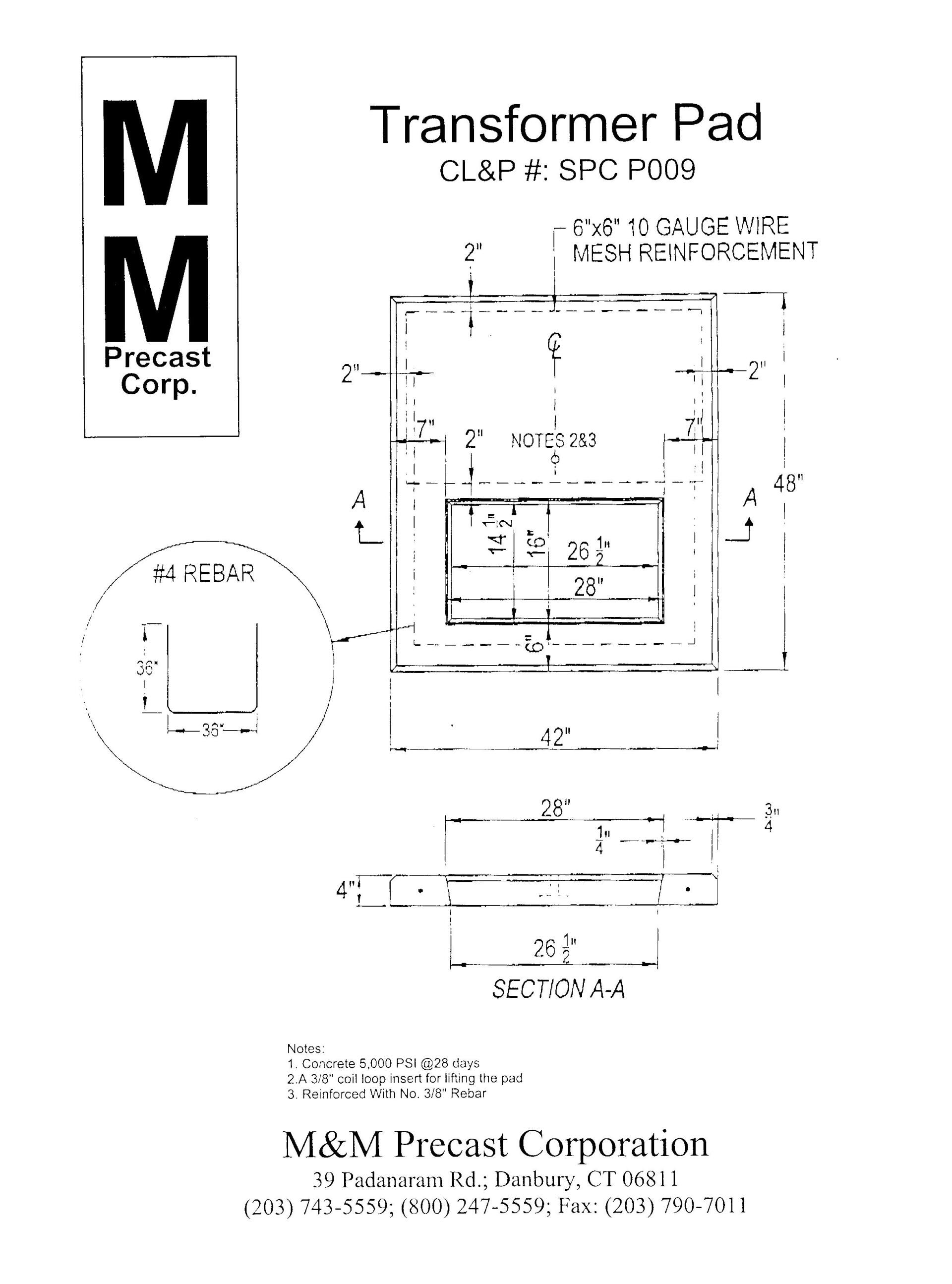 Transformer Pad — Danbury, CT — M & M Precast Corp.
