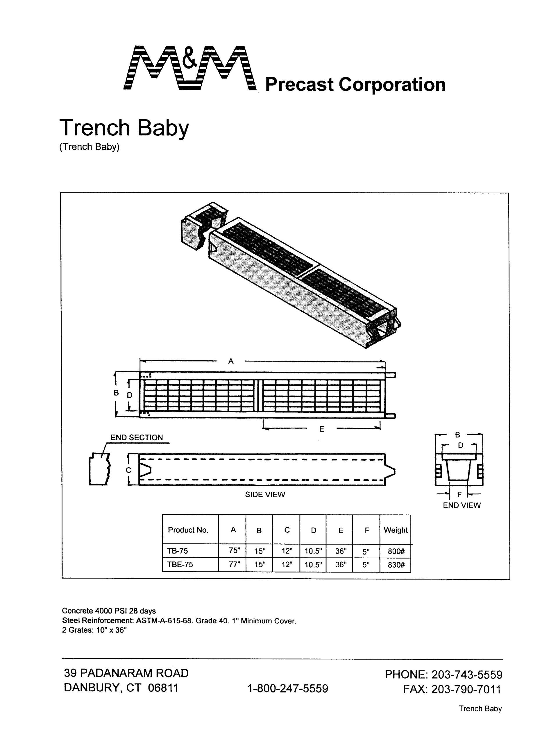 Trench Baby — Danbury, CT — M & M Precast Corp.