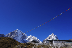 Dingboche Pheriche prayer flag 8000 meter peak