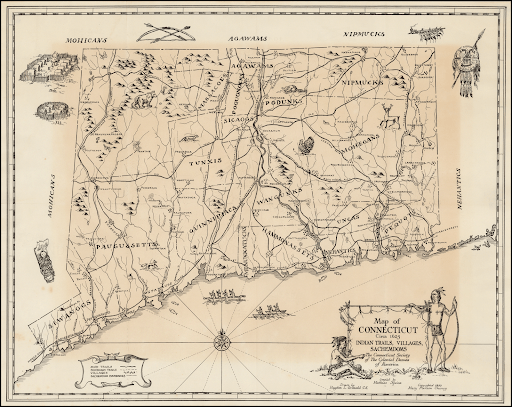 Connecticut Vintage Connecticut Map