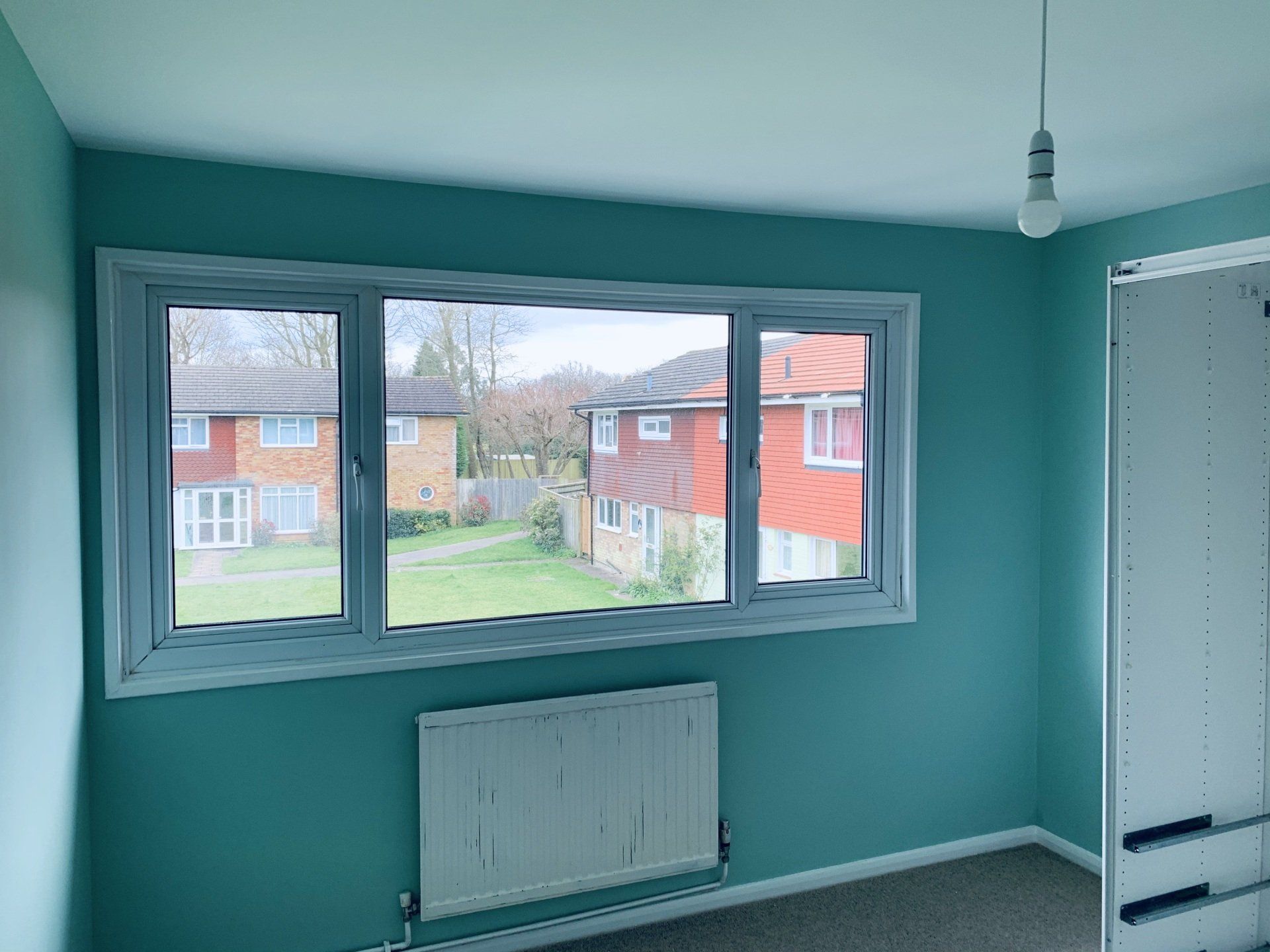 Previous project-Room in residential property having been redecorated in vintage green, with complimentary white woodwork