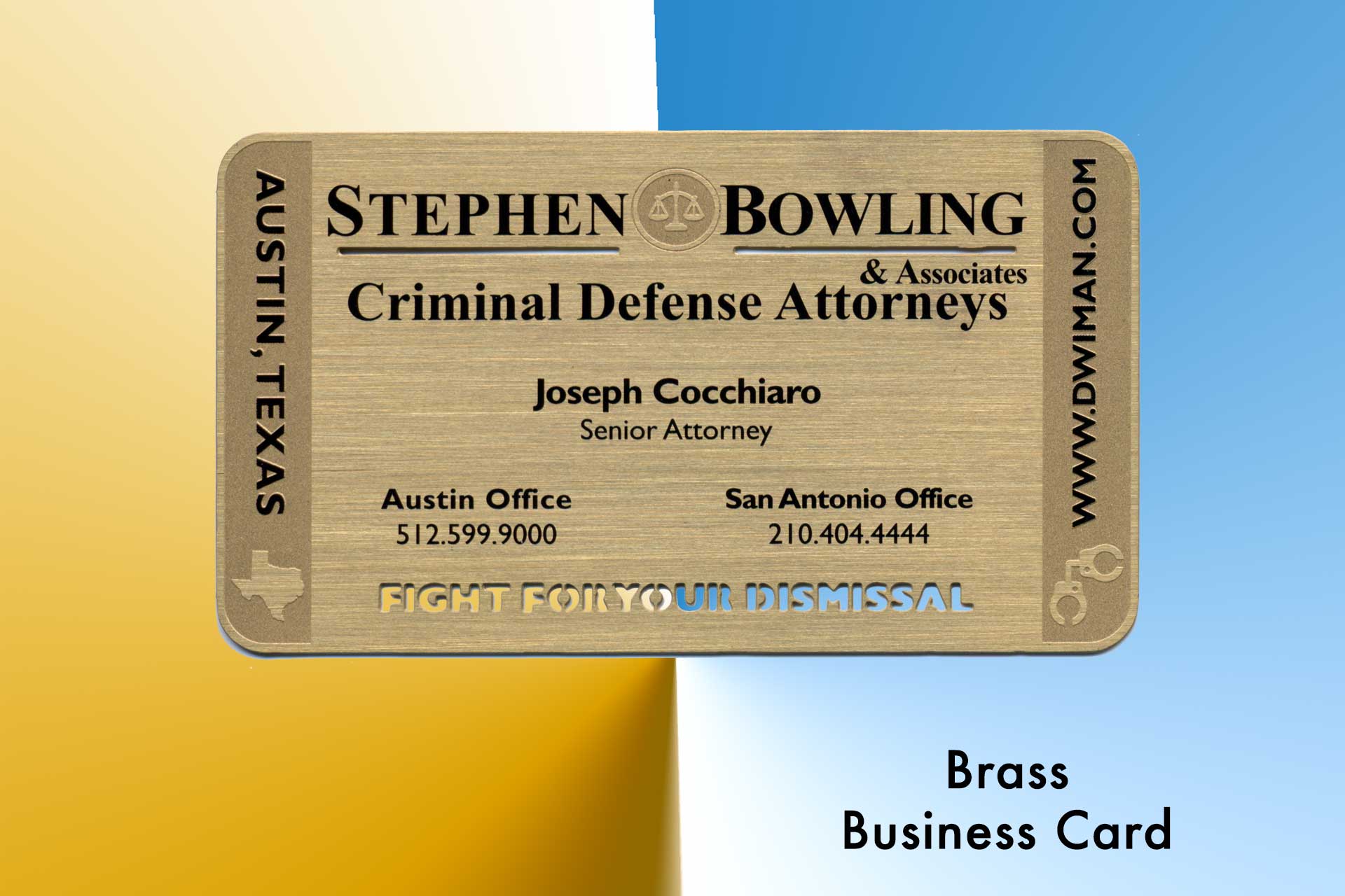 Brass business card