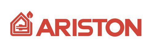 Logo dell'Ariston con un'icona a forma di casa e il nome del marchio in rosso.