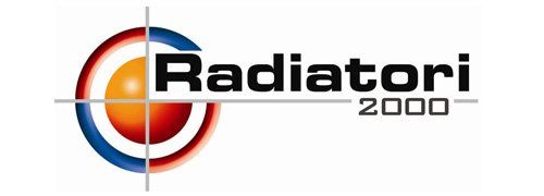 Logo Radiatori 2000: un'immagine grafica simile a un bersaglio con una sfera giallo-arancio e la scritta