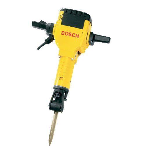 Martillo demoledor Bosch de color amarillo y negro con punta puntiaguda.