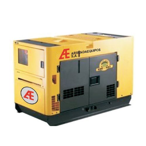 Generador industrial amarillo y negro con el logo