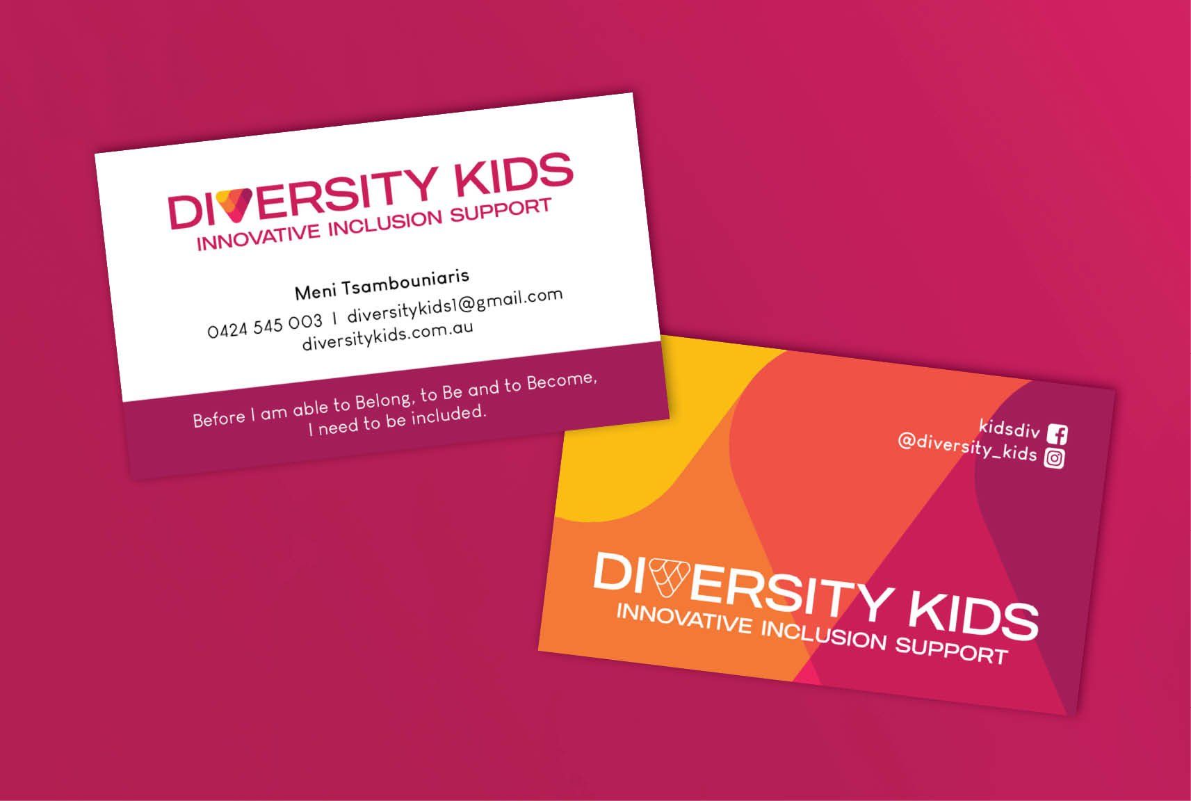 Sydney graphic design business, corporate design, logo design, business card design, diversity kids, logo and branding