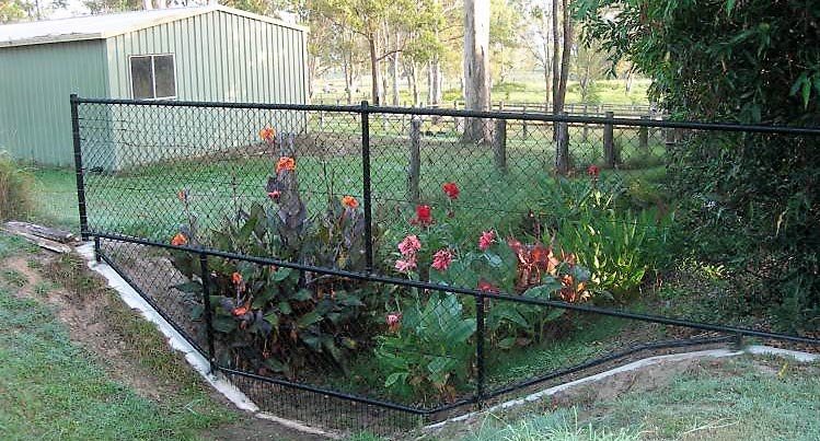 rural black chainwire fence