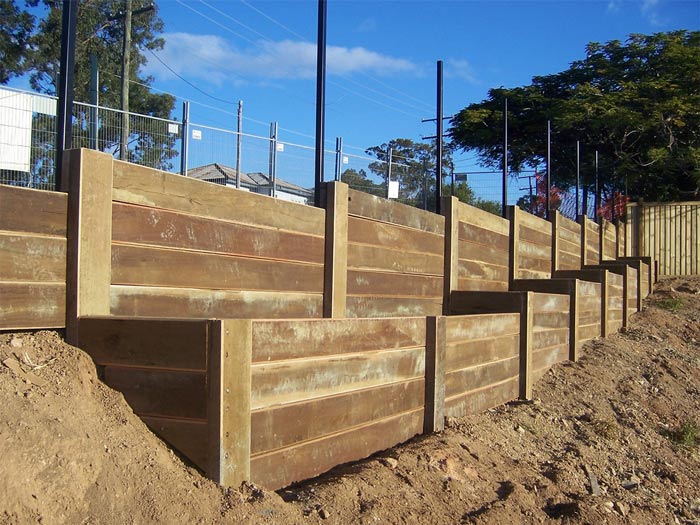 wooden retaining wall