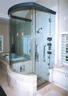 Rounded glass shower enclosure