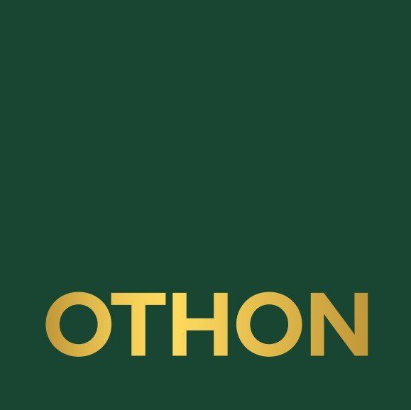 Um fundo verde com a palavra othon em letras douradas