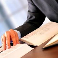 lawyer reading law books