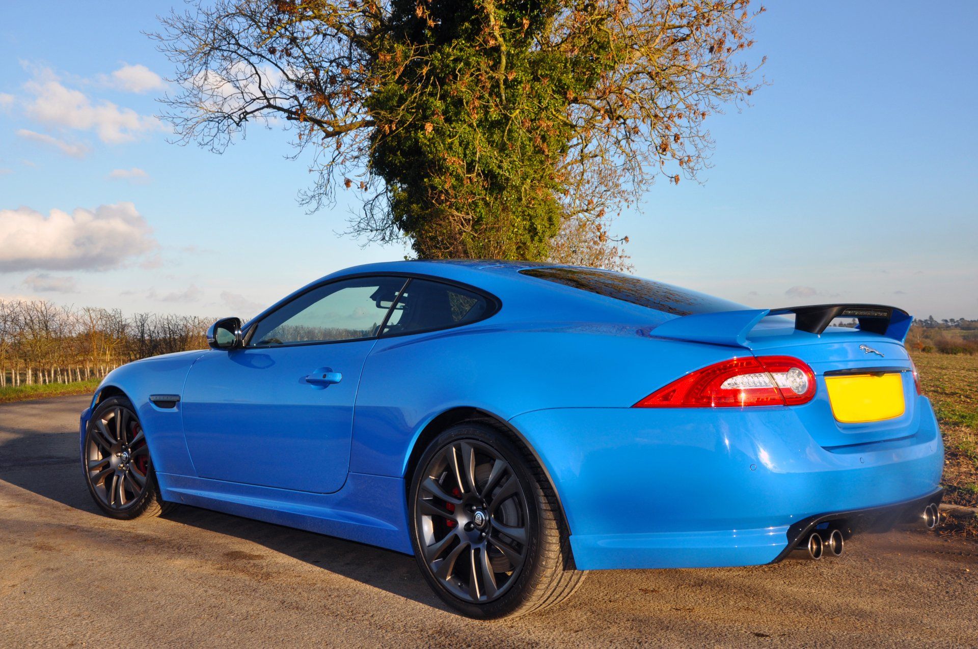 Blue Jaguar car