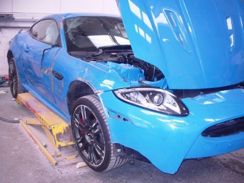 Blue Jaguar car