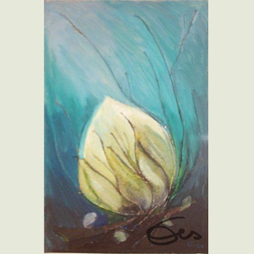 Zeit, Werden, Entstehen, Knospe, Blau-grün, Gemälde