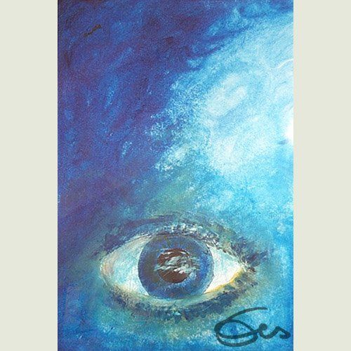 Auge, nachdenken, Blick, Blau-grün, Gemälde, Eitempera