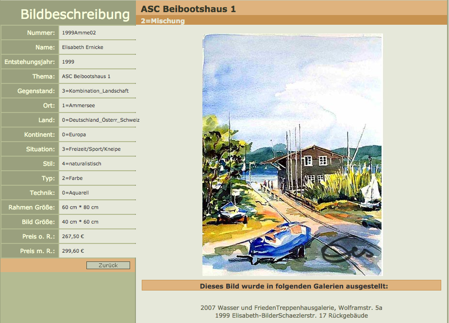 Aquarell Ammersee Utting Beibootshaus Blick auf Wasser Steg Schilf Natur