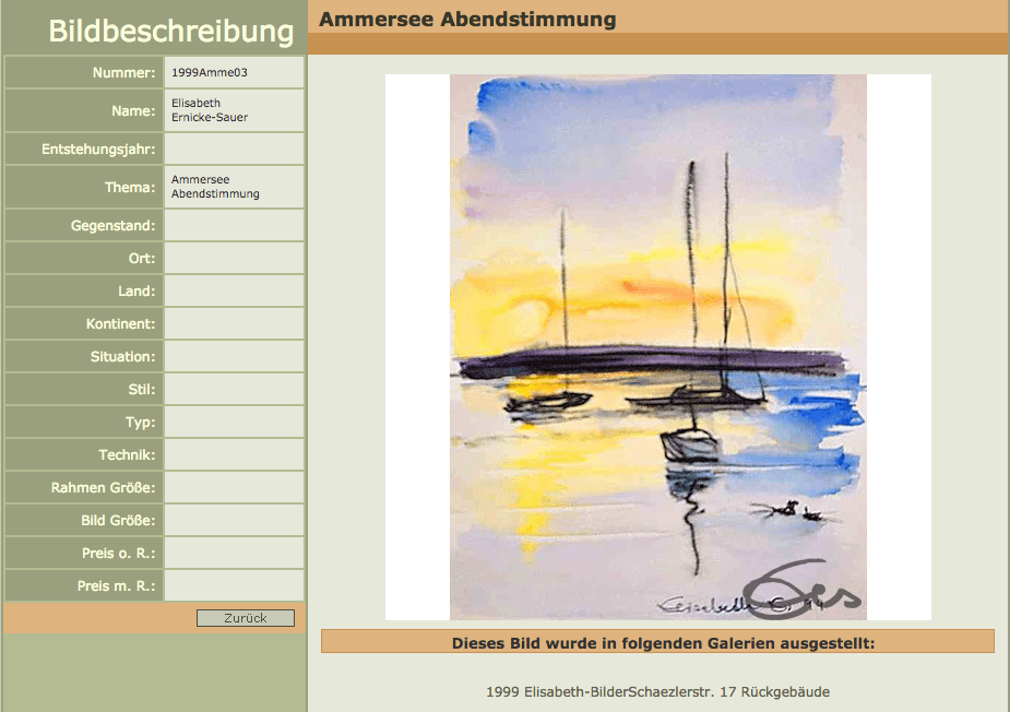 Aquarell Ammersee Herrsching Blick aufs Westufer Sonnenuntergang Wasser