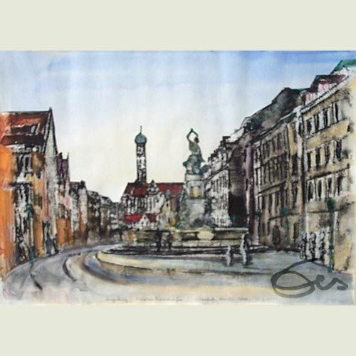 Augsburg obere Maximilienstraße Monotypie