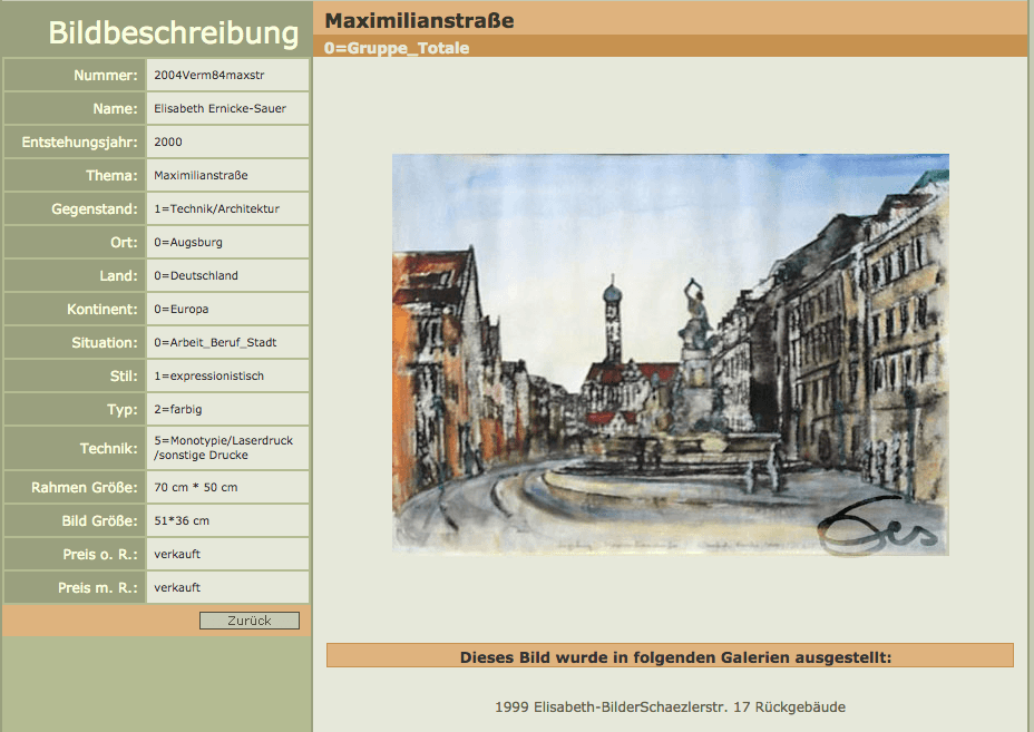 Augsburg obere Maximilienstraße Monotypie
