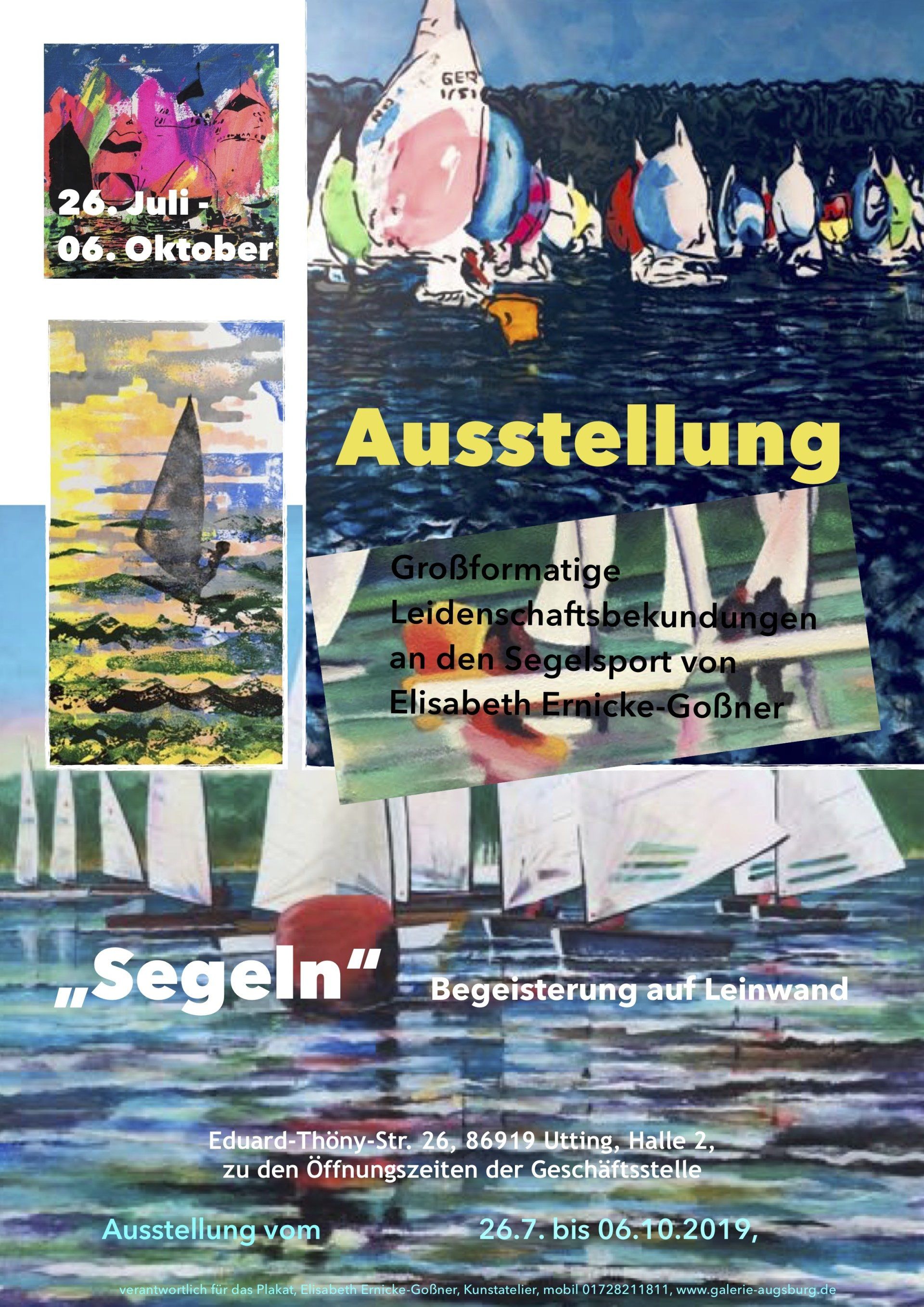 #Elisergo, Bild, Kunst, Segeln, Wasser, Glück, Wetter , Wind, Wellen, Regatta, Ammersee, Acryl, Leinwand,