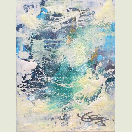 Bild-Key-Lime-Pie-Leinwand-Mischtechnik-abstrakt-beige-grün-blau-Elisabeth-Ernicke-Goßner,