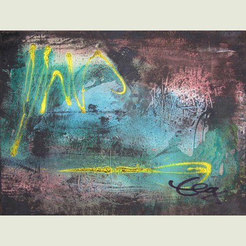 Bild-New-Orleans-abstrakt-grün-gelb-Leinwand-Mischtechnik-Elisabeth-Ernicke-Goßner,