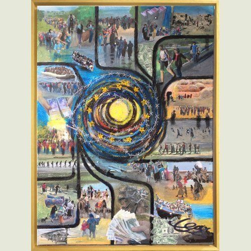 Fluchtpunkt Europa Acrylgemälde auf Leinwand