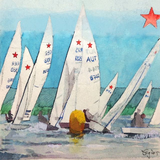 Bild, Wasser, Landschaft, Segeln, Ammersee, Acryl, Leinwand, Ernicke-Goßner, Elisabeth, Schiffe, Sonne, Starboot