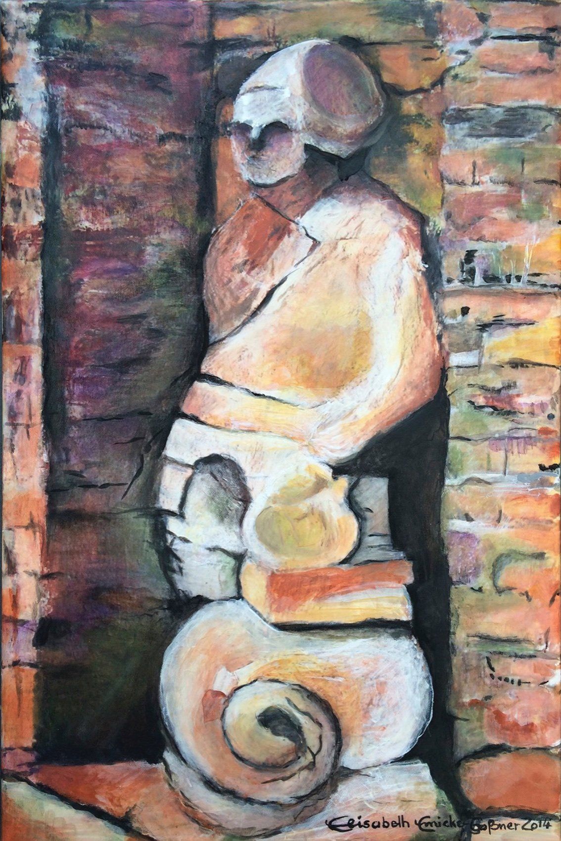 Bild, Gemälde, Augsburg, Wasser, Gottheit, Symbol, Figur, Statue, Brunnen, Elisabeth Ernicke-Goßner