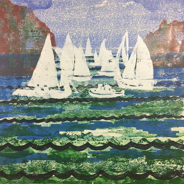 Bild, Wasser, Landschaft, Segeln, Ammersee, Acryl, Leinwand, Ernicke-Goßner, Elisabeth, Schiffe, Sonne, Regatta