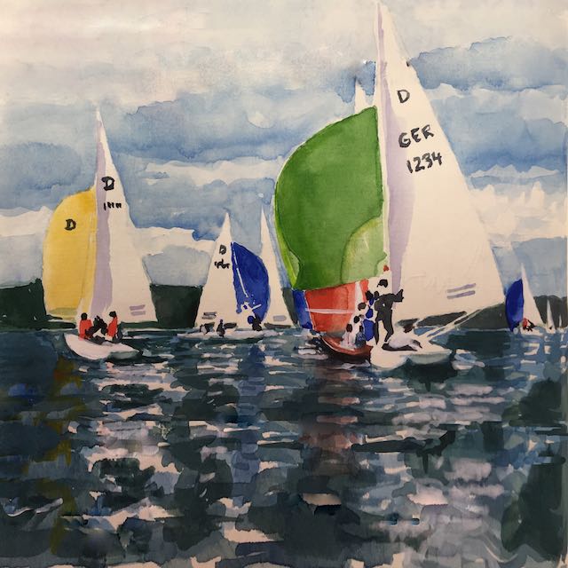 Bild, Wasser, Landschaft, Segeln, Ammersee, Acryl, Leinwand, Ernicke-Goßner, Elisabeth, Schiffe, Sonne, Drachen