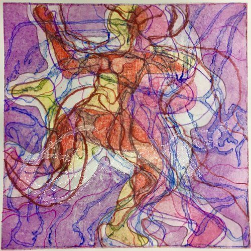 Elisabeth-Ernicke-Goßner-Bild-Öl-Tanz-Welle-Verfolgung-Tango, Elisergo, Ölbild, Acrylgemälde,Tanz, Welle, Tango Argentino, Gefühl, Genuss, Begegnung, Bewegung, Ballett, Tanzbilder, Contemporary ArtRadierung-pink