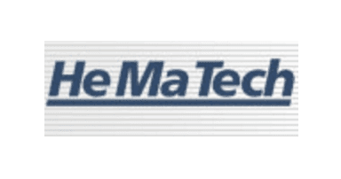 A logo for hema tech on a white background