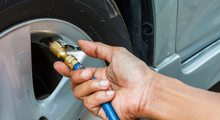 A tyre being reinflated