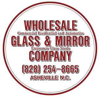 A logo for wholesale glass and mirror company in asheville nc