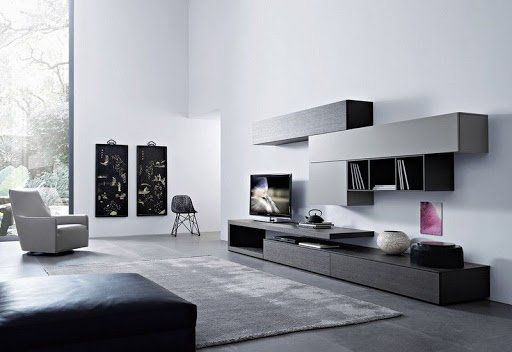 Salotto con mobile tv grigio