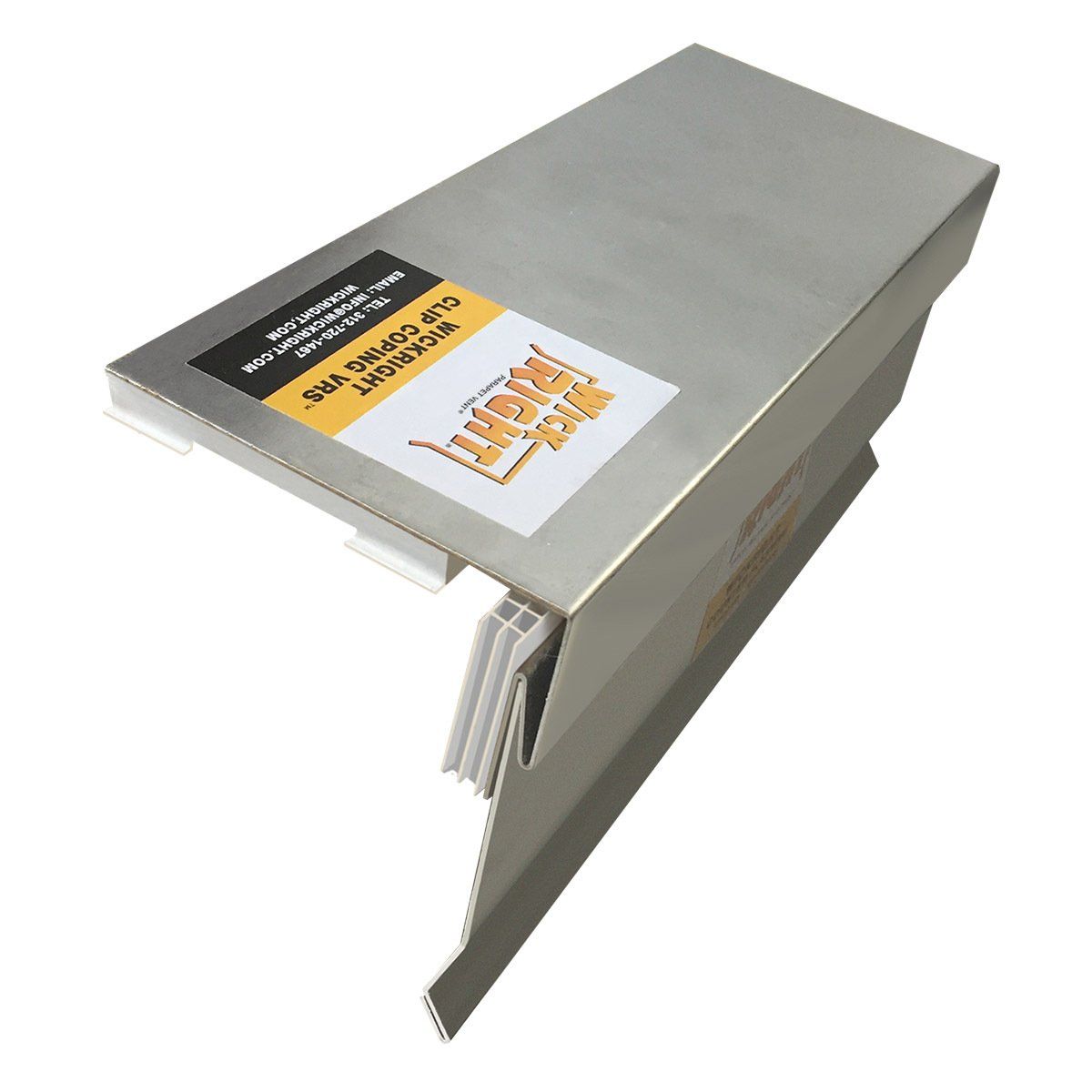 WickRight parapet vent for use under capstones, Vented Receiver clip, is a drip edge and a receiver clip for counter flashing