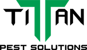 The logo for titan pest solutions is green and black.