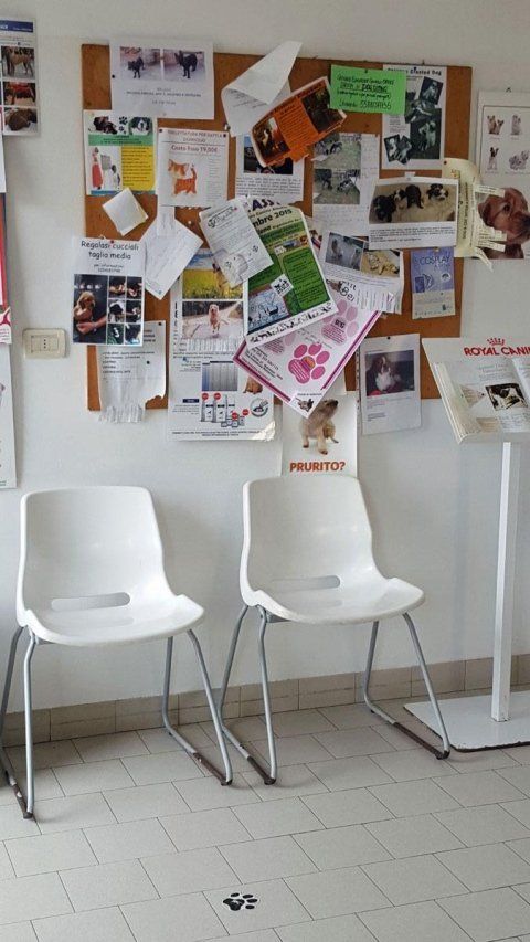La sala d'attesa della clinica