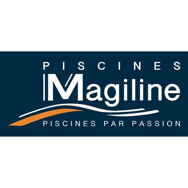 Un logo bleu et blanc pour les piscines magiline