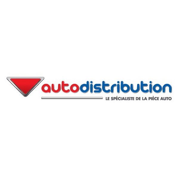 Un logo pour la distribution automobile avec un triangle rouge au milieu.
