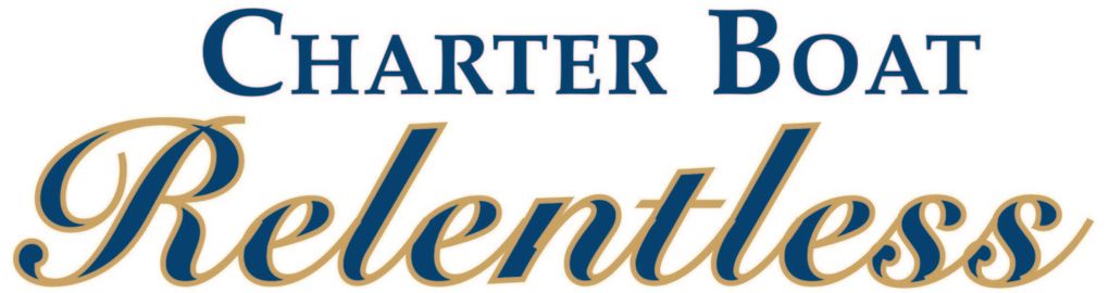 Fishing Destin, FL | Destin Harbor | Charter Boat Relentless | www.charterboatrelentless.com | A Luxury Charter Boat at Everyday Rates | 65' x 20' | The logo for charter boat relentless is blue and gold.
