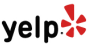 A yelp logo with a red star on a white background.