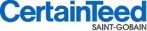 Logo CertainTeed avec texte Saint-Gobain en dessous, en bleu.