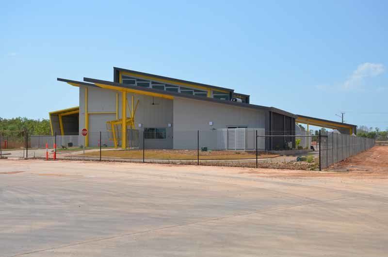 building and parking lot