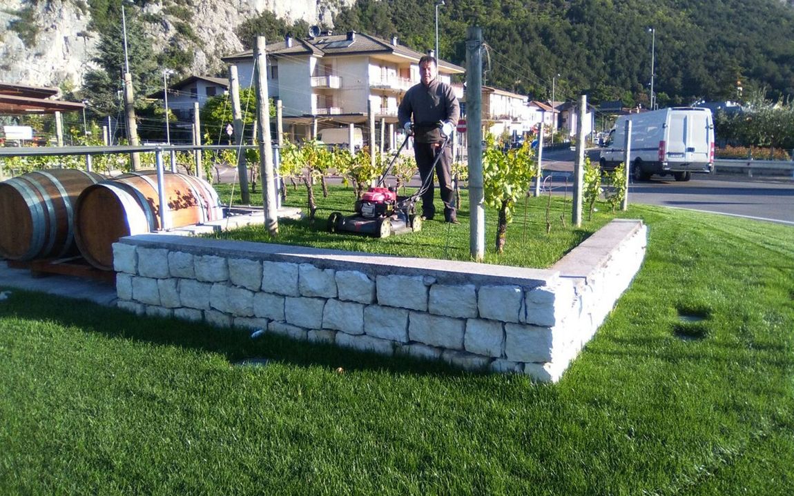 Un uomo che lavora in un giardino