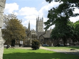 Man with a van Gloucester cathedral