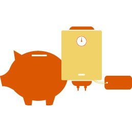 A piggy bank and boiler icon A piggy bank and boiler icon